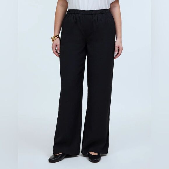 Madewell NWT Petite Pull On Wide Leg Pants Size XSP in Softdrape in Black - Picture 1 of 8